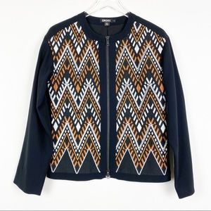 DKNY Black And Orange Embroidered Jacket